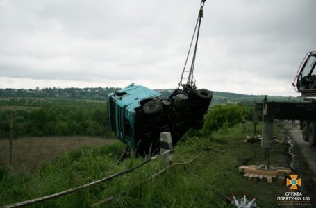 ДТП на Тернопільщині: вантажівка злетіла з дороги і впала в обрив